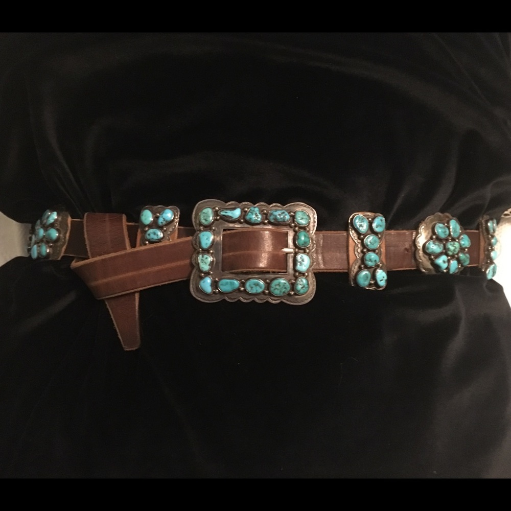 Authentic STAMPED, STERLING DJM, turquoise belt